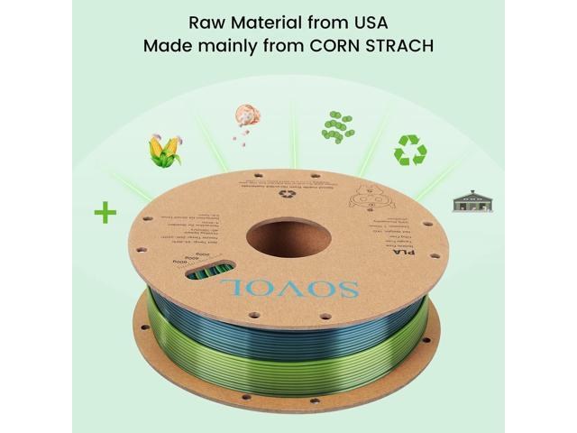 Sovol 3D Printer Silk Shiny Gradient Multicolored Fast Change Rainbow PLA 1kg (2.2 lbs) Spool 3D Printing Materials, Wiring Tightness, Dimensional...