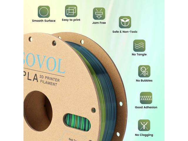Sovol 3D Printer Silk Shiny Gradient Multicolored Fast Change Rainbow PLA 1kg (2.2 lbs) Spool 3D Printing Materials, Wiring Tightness, Dimensional...