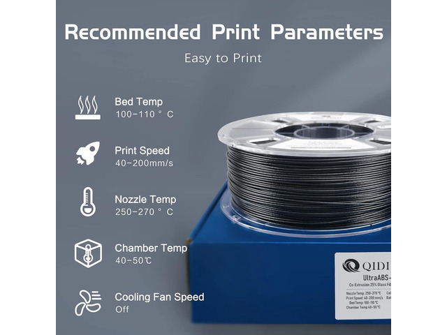 R QIDI TECHNOLOGY Glass Fiber ABS Filament 1.75mm, ABS-GF25 3D Printer Filament Fit Most FDM 3D Printers, Frosted Texture, High Hardness, High...