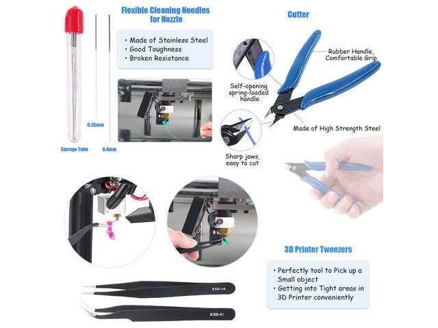 Glarks 34Pieces 3D Printer Nozzle Cleaning Removal Tool Kit, Including 0.35mm 0.4mm Cleaning Needles, Wood Carving Tools Kit, Knife Clean Up Kit,...