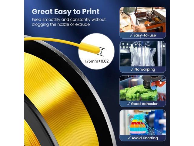 SUNLU 3D Printer Silk Filament,Shiny Silk PLA Filament 1.75mm, Smooth Silky Surface, Great Easy to Print for 3D Printers, Dimensional Accuracy +/-...