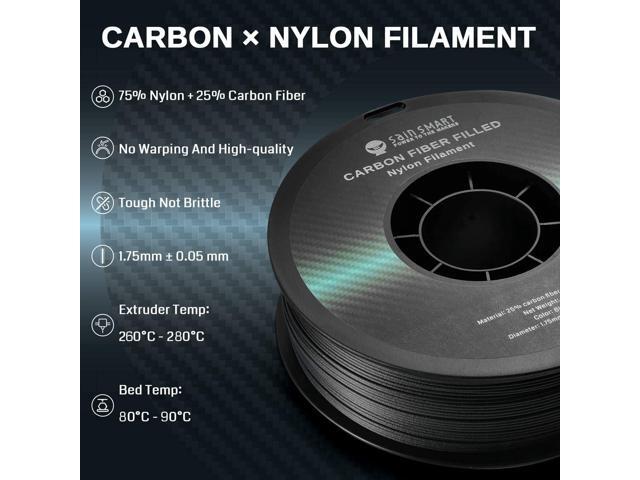 SainSmart 1.75mm Black ePA-CF Carbon Fiber Filled Nylon Filament 1KG (2.2lbs) Spool for 3D Printer