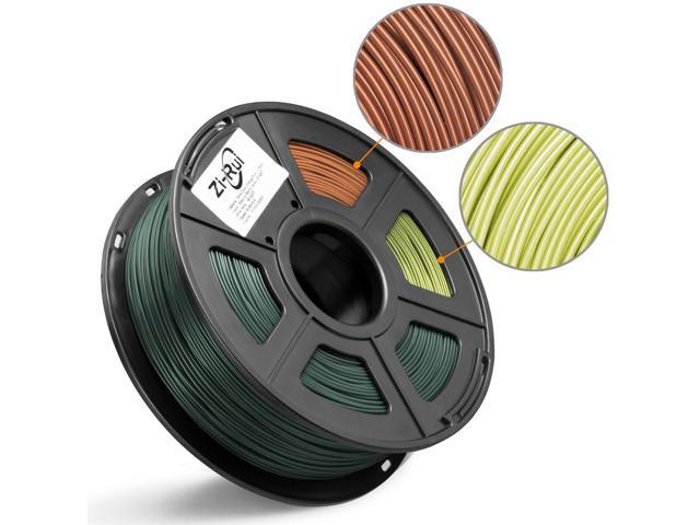 Zi-Rui 3D Printer PLA Filament, Tri Color Changing with Temperature, Pine Green to Light Orange to Yellow,1.75mm (+/- 0.03mm),2.2LBS(1KG)