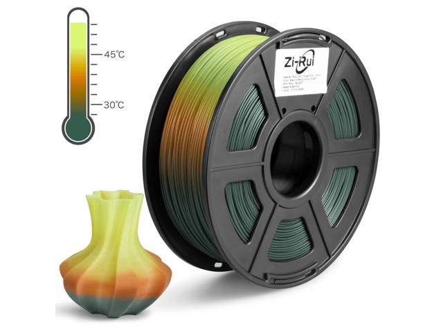 Zi-Rui 3D Printer PLA Filament, Tri Color Changing with Temperature, Pine Green to Light Orange to Yellow,1.75mm (+/- 0.03mm),2.2LBS(1KG)