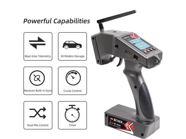 Radiolink RC6GS V3 New 7 Channels RC Transmitter and Gyro Receiver R7FG, Voltage Telemetry, 2.4Ghz Surface Radio Controller for RC Crawler,...