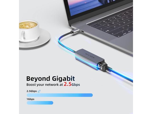 WALNEW USB-C 2.5gb Ethernet Adapter, USBC to RJ45 LAN Connector,2.5 Gigabit Network Cable Converter Thunderbolt 3 for NAS Server,Mac,iMac,MacBook...