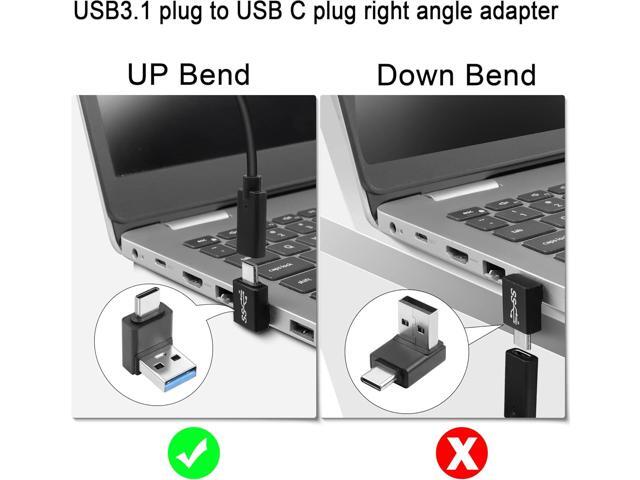 QIANRENON 90° Angle USB3.1 Male to USB C Male Charging Adapter 10Gbps USB3.1 to USB C Data Connector Right Angle Plug QC60W/PD15W (only A to C),...