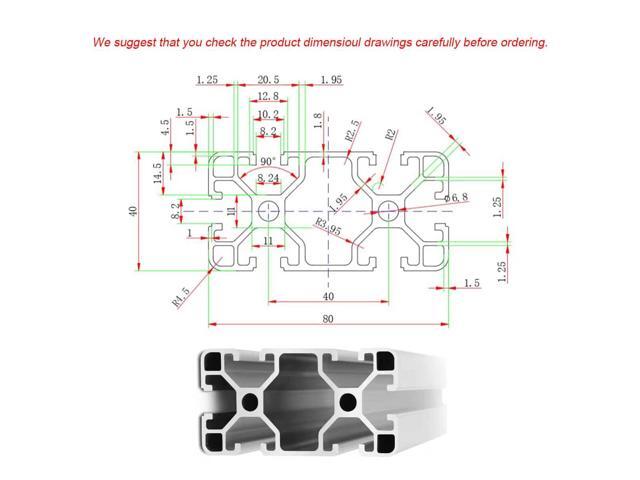 4080 T Slot Aluminum Extrusion for 3D Printer Parts and CNC DIY Silver 1220mmX2