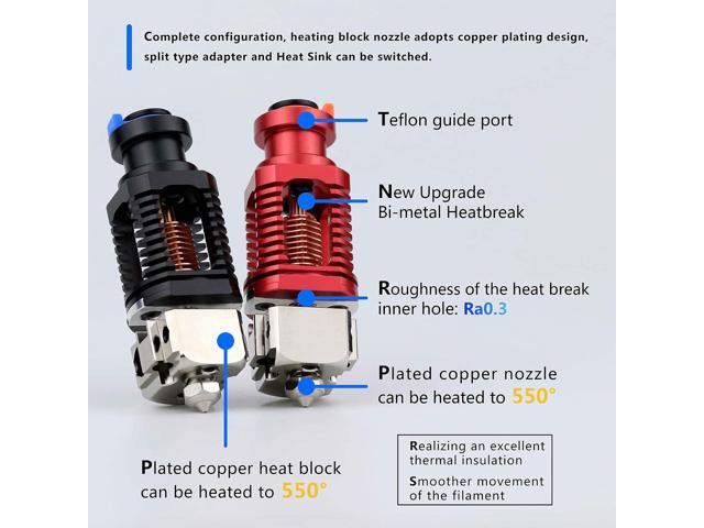 Upgrade Red Lizard k1 V6 Dragon Hotend Plated Copper Nozzle Block Compatible with Voron 2.4 0.1 CR10 Ender 3 V2 Pro Ender 5 Prusa I3 MK3s Titan DDB...