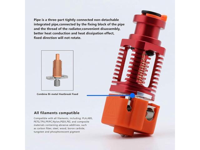 Upgrade Red Lizard k1 V6 Dragon Hotend Plated Copper Nozzle Block Compatible with Voron 2.4 0.1 CR10 Ender 3 V2 Pro Ender 5 Prusa I3 MK3s Titan DDB...