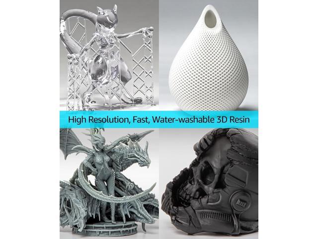 SuperFast 8K 3D Printer Resin Water Washable, 50um Print in 0.5 sec, Made in Korea by 3DMaterials (1000g, White)