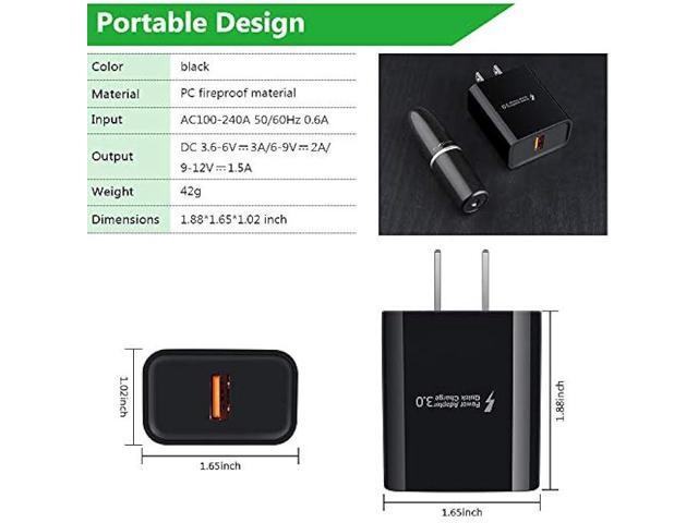 Quick Charge 3.0 Fast Charging Block Wall Charger with 3ft Micro USB Cable Android Fast Charger for Samsung Galaxy S7 S6 Edge A10 A9 A6 J7 J3,LG...