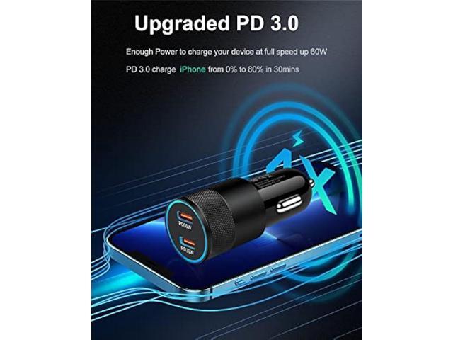 USB C Car Charger, 60W Cigarette Lighter Flush Adapter, Type C Fast Charging Car Plug Block for iPhone 15 14 13 Pro Max, Samsung Galaxy S21 Ultra,...