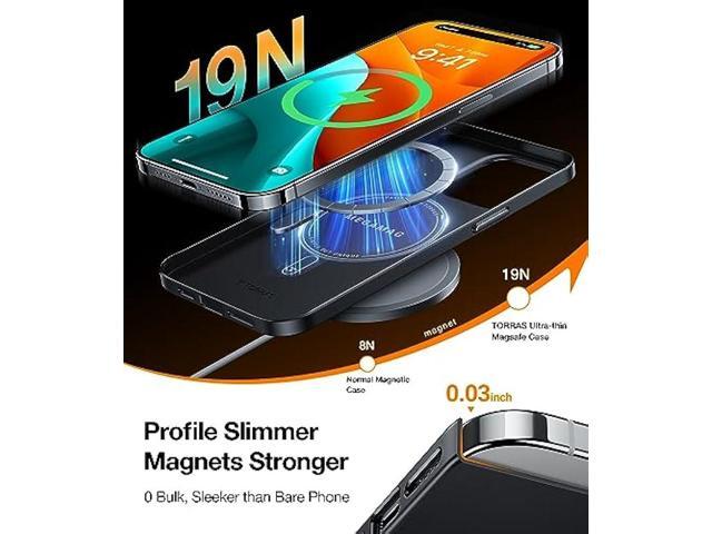 TORRAS Magnetic Slim Fit Designed for iPhone 15 Pro Case 2023, [Compatible with MagSafe] [Ultra Thin] Protective Matte Hard PC Cover Anti-Scratch...