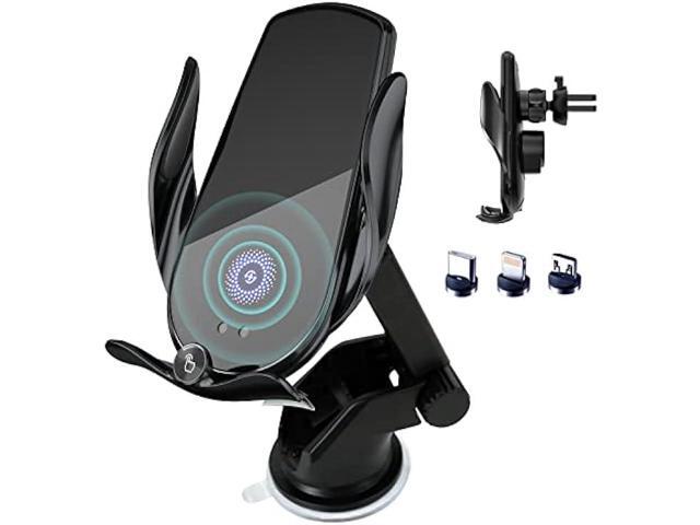 Wireless Car Charger,15W Fast Charging, Phone Holder Mount, Auto Clamping, Phone Mount Phone Holder for iPhone 14 13 12 11, Samsung Galaxy S23+...