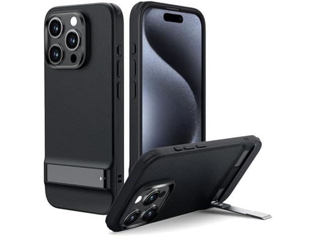ESR for iPhone 15 Pro Case, Metal Kickstand Case, 3 Stand Modes, Military-Grade Drop Protection, Supports Wireless Charging, Slim Back Cover with...