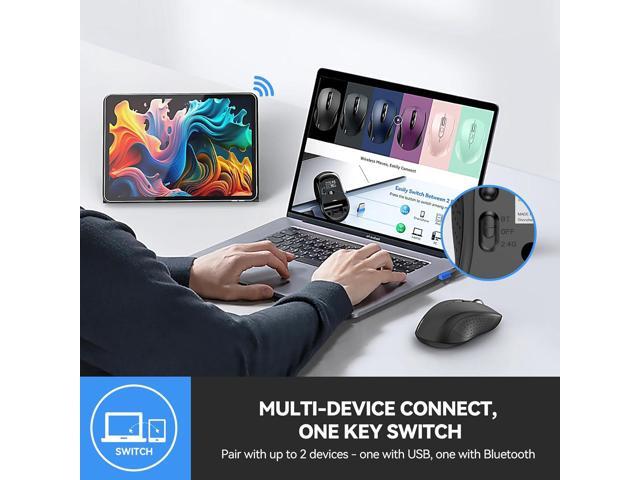 TECKNET Bluetooth Mouse, 2-in-1(BT 5.0/3.0+2.4Ghz) 4000DPI Wireless Mice with USB Connect Available for Laptop Computer, Portable PC Mouse...