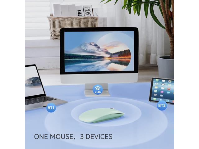 TENMOS M18 Bluetooth Mouse, USB C Rechargeable Wireless Mouse, Triple Mode (Dual Bluetooth+USB) Computer Silent Mice Portable with USB Receiver and...