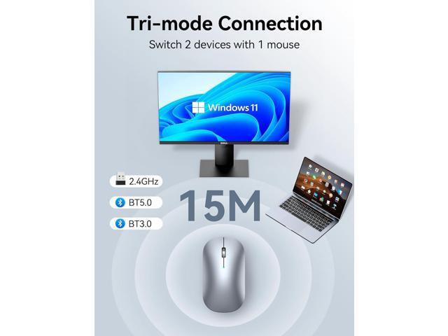 TECKNET Wireless Mouse, BT5.0/3.0 2.4GHz Silent Computer Mouse with USB Receiver,4000DPI Rechargeable Portable Bluetooth Mouse for...