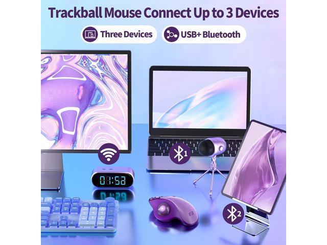 seenda Wireless Trackball Mouse, Bluetooth - Ergonomic Rollerball Mouse Rechargeable, 3 Device Connection Optical Mice Adjustable DPI Thumb Control...