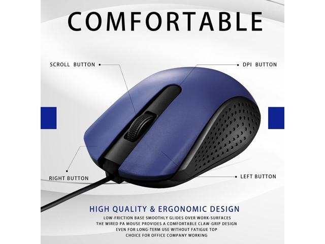 Bonuci 30 Pack USB Wired Mouse 3 Button Corded Computer Mice Bulk USB Mouse for PC Desktop, Laptop, Office, School, Classroom Use(Blue)