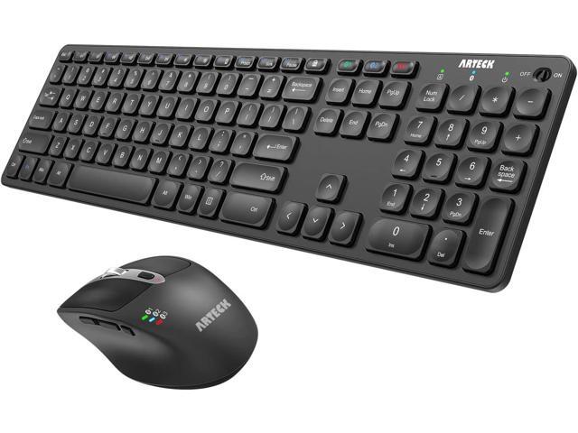 Arteck Universal Multi-Device Bluetooth Keyboard and Mouse Full Size Wireless Bluetooth Keyboard and Ergonomic Mouse Set for Windows, iOS, Android,...