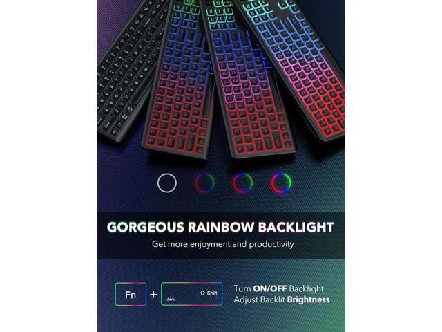 Wireless Keyboard and Mouse Backlit, Quiet Light Up Keys, Tilt Legs, Sleep Mode - Rechargeable USB Cordless Combo for Computer, iMac, PC, Laptop -...