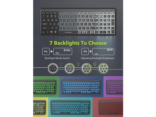 Wireless Keyboard and Mouse Bluetooth, Multi-Device Mini Keyboard, Switch up to 3 Devices, Slim Portable Travel Backlit Cordless Set, RGB Silent...