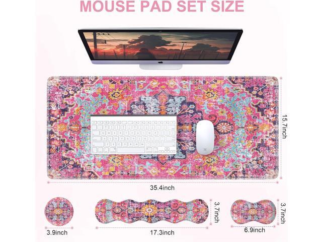 iLeadon Desk Mat Set, Mouse Pad with Wrist Rest + Keyboard Wrist Rest + Large Mouse Pad + Coaster, 4in1 Rug Large Gaming Mouse Pad Set for Home...