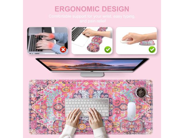 iLeadon Desk Mat Set, Mouse Pad with Wrist Rest + Keyboard Wrist Rest + Large Mouse Pad + Coaster, 4in1 Rug Large Gaming Mouse Pad Set for Home...