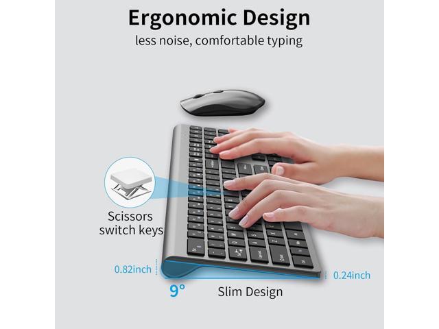 Wireless Mouse and Keyboard Combo, Silent Full-Size Computer Keyboard with Calculator Button, 2400 DPI Mouse, Quiet Click, Slim Cordless USB Set...