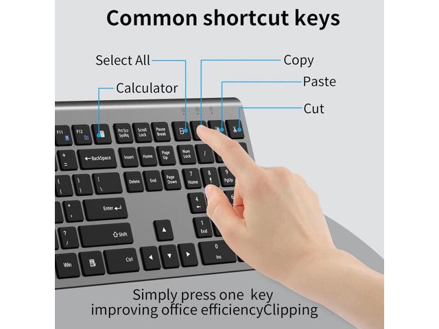 Wireless Mouse and Keyboard Combo, Silent Full-Size Computer Keyboard with Calculator Button, 2400 DPI Mouse, Quiet Click, Slim Cordless USB Set...