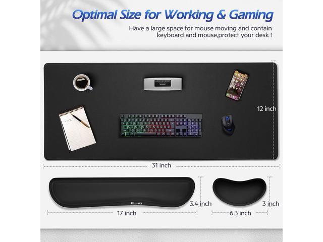 Gimars 4 in 1 Mouse Pad and Keyboard Wrist Rest Set, Large Mouse Pad with Memory Foam Wrist Support Pad for Desk with Coaster, Easy Typing Pain...