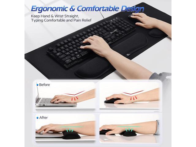 Gimars 4 in 1 Mouse Pad and Keyboard Wrist Rest Set, Large Mouse Pad with Memory Foam Wrist Support Pad for Desk with Coaster, Easy Typing Pain...