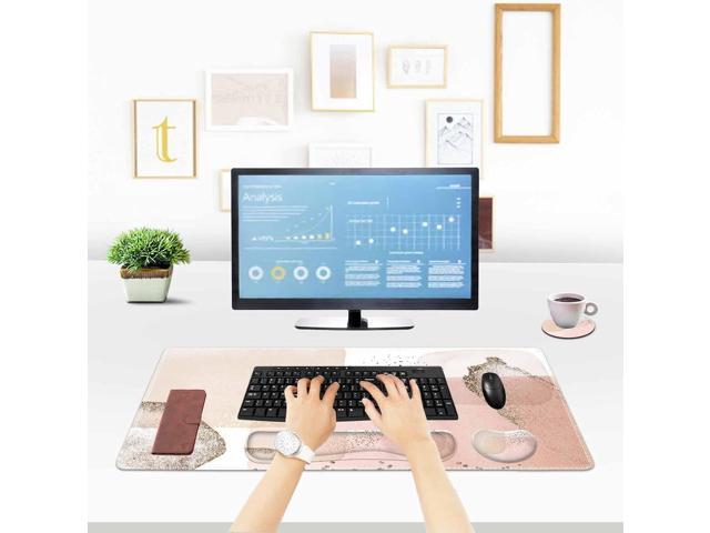 ToLuLu Extended Gaming Mouse Pad, Memory Foam Ergonomic Keyboard Mouse Wrist Rest Support Set, Large Desk Mat with Stitched Edges, Non-Slip Base...