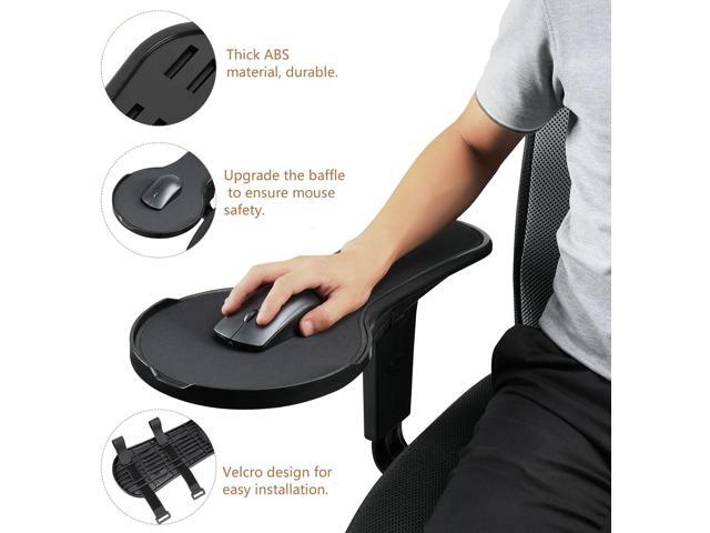 Ergonomic Adjustable Arm Rest Mouse pad for Chair, Mouse Extension Platform Tray with Mouse Baffle to Prevent Falling, Attaches to Chair, Black...