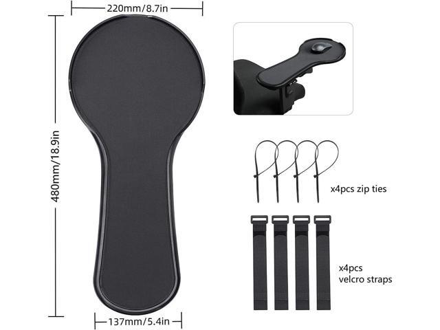 Ergonomic Adjustable Arm Rest Mouse pad for Chair, Mouse Extension Platform Tray with Mouse Baffle to Prevent Falling, Attaches to Chair, Black...