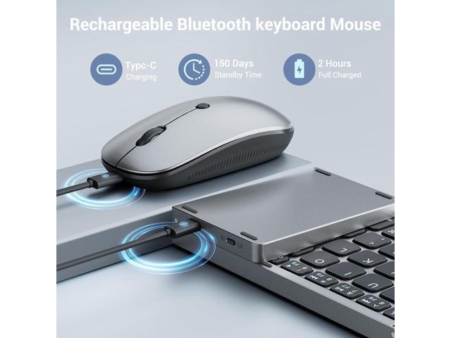 Foldable Keyboard and Mouse for Laptop, Travel Bluetooth Folding Keyboard Mouse with Portable Case, Rechargeable Keyboard for Business, 2.4G...