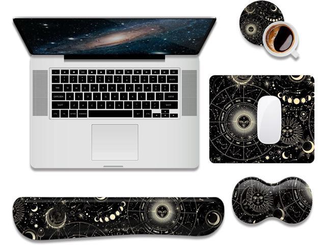 Keyboard Wrist Rest Support + Mouse Pad + Mouse Wrist Rest + Coaster, 4 PCS Set Ergonomic Memory Foam Mousepad with Durable Anti-Slip Rubber Base...