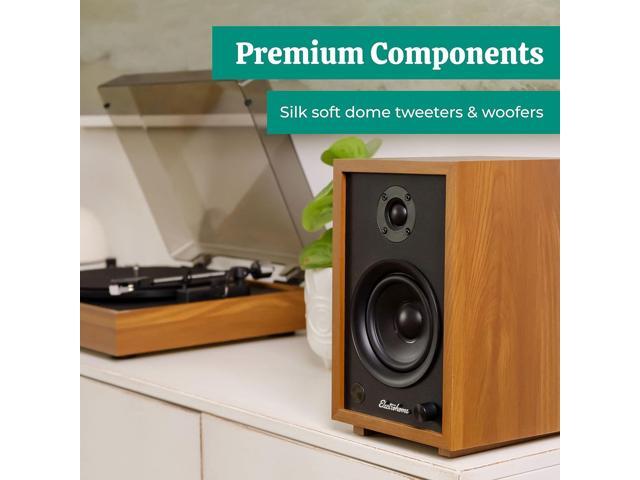 Electrohome McKinley 2.0 Stereo Powered Bookshelf Speakers with Built-in Amplifier and 4' Drivers for Turntable, TV, PC and Wireless Music...