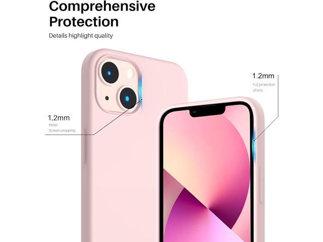 Compatible with iPhone 13 Case 6.1, Slim Liquid Silicone 3 Layers Full Covered Soft Gel Rubber Case Cover 6.1 inch-Chalk Pink