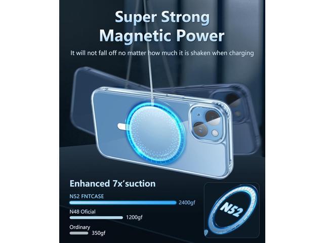 for iPhone 14 Phone Case: iPhone 13 Phone Clear Case Magnetic Military Grade Drop Protection Anti Yellowing Cell Phone Cover - Rugged Shockproof...