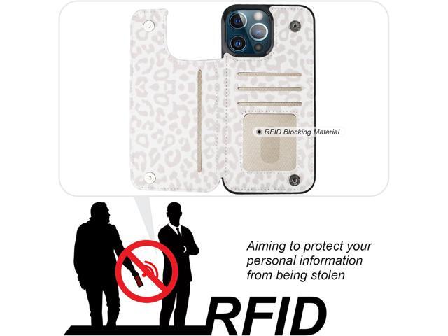 HAOPINSH for iPhone 13 Pro Max Wallet Case with Card Holder, White Leopard Cheetah Pattern Back Flip Folio PU Leather Kickstand Card Slots Case for...