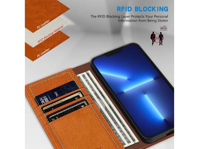 ZZXX for iPhone 13 Pro Wallet Case with [RFID Blocking] Card Slot Stand Strong Magnetic Leather Flip Fold Protective Phone Case for iPhone 13 Pro...