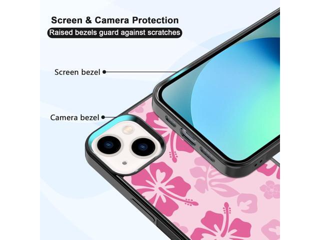 Pink Hibiscus Phone Case Compatible with iPhone 13 6.1 Inch - Shockproof Protective TPU Cute Flower Printed iPhone Case Designed for iPhone 13 Case...
