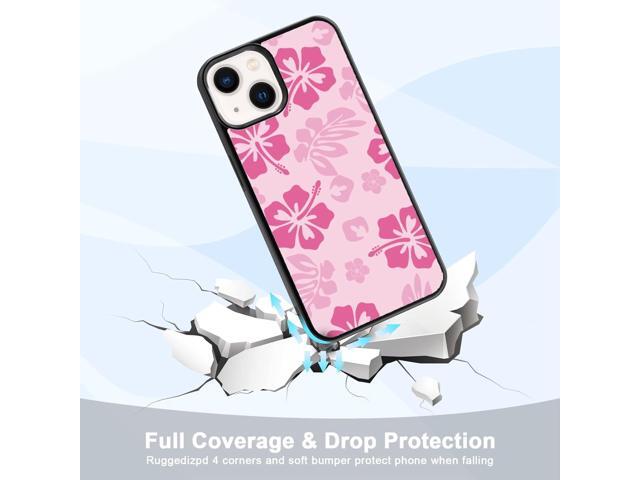 Pink Hibiscus Phone Case Compatible with iPhone 13 6.1 Inch - Shockproof Protective TPU Cute Flower Printed iPhone Case Designed for iPhone 13 Case...