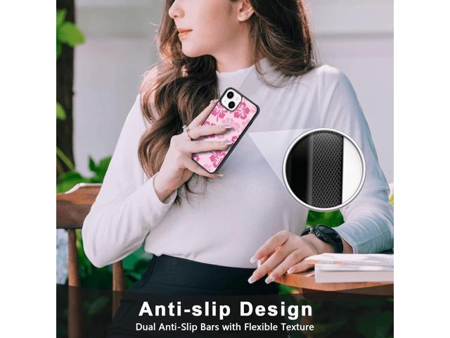 Pink Hibiscus Phone Case Compatible with iPhone 13 6.1 Inch - Shockproof Protective TPU Cute Flower Printed iPhone Case Designed for iPhone 13 Case...