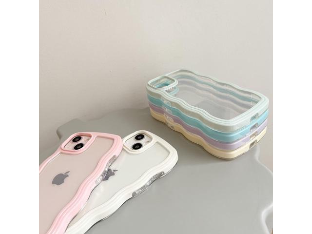 QLTYPRI Compatible with iPhone 13/iPhone 14(6.1 inch) Case, Cute Curly Wave Frame Clear Case for Girls Women, Transparent Soft Silicone TPU Bumper...