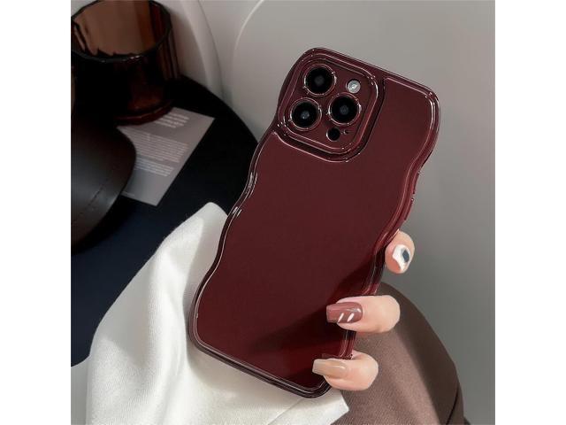 Phone Case for iPhone 13 Case,Simple Wave Design Wavy Frame Soft Silicone Aesthetic Phone Case for iPhone 13 Phone Case,Wine Red