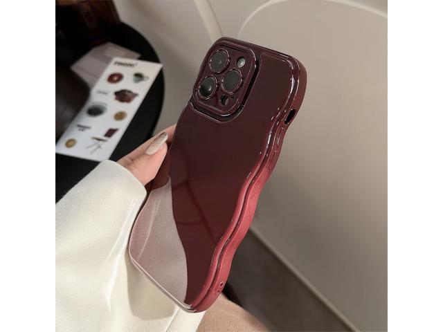 Phone Case for iPhone 13 Case,Simple Wave Design Wavy Frame Soft Silicone Aesthetic Phone Case for iPhone 13 Phone Case,Wine Red